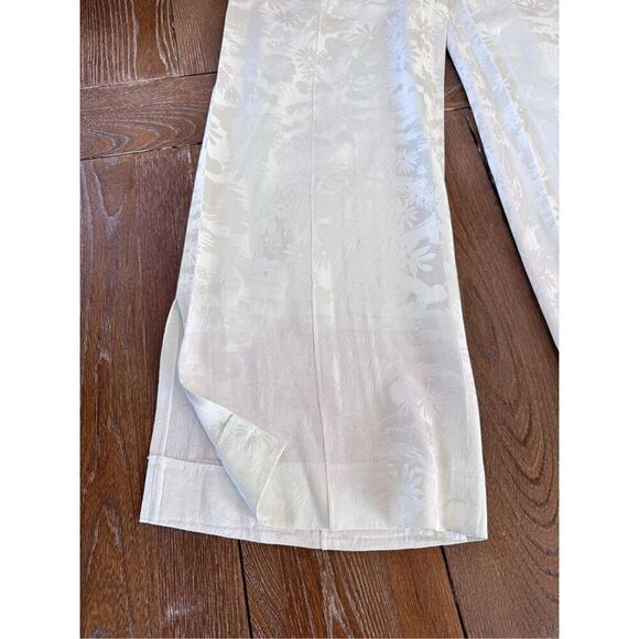 HELLESSY Floral Print Satin Pants in Mint Green Size 4 - Picture 3 of 10